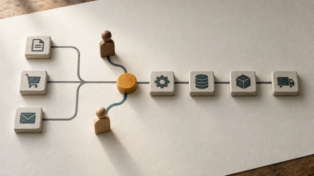 Bus factor risk illustrated by a critical workflow with one knowledge holder and a second shared owner.